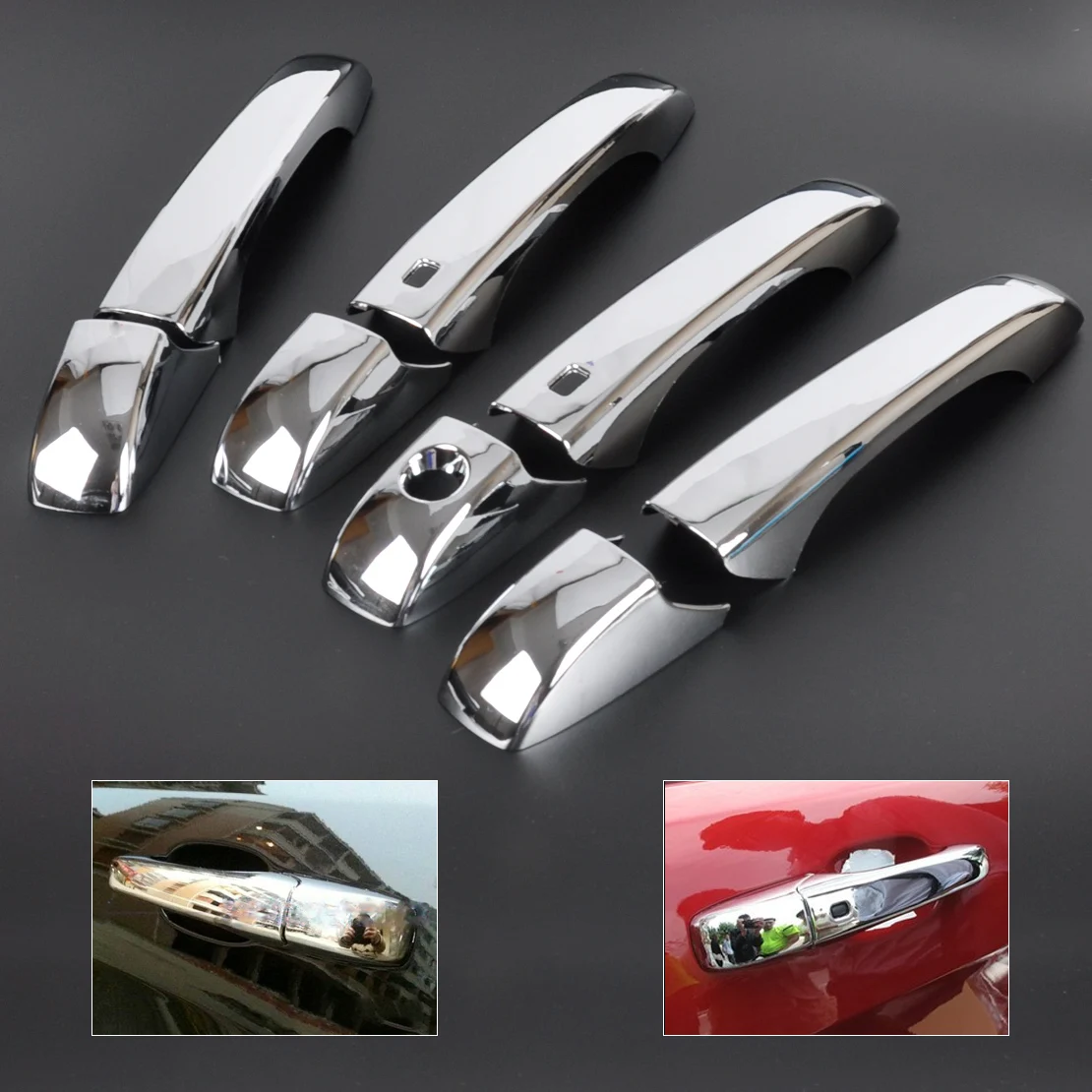 

beler Car Outer Door Handle Cover W/SMART Keyhole for DODGE DURANGO GRAND CARAVAN Avenger Jeep Grand Cherokee Patriot 2011 2012+