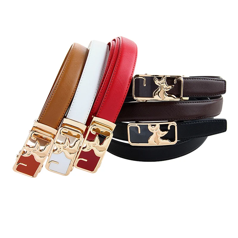 New Designer Luxury Brand Cowhide Leather Belt For Women With Automatic