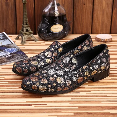 

Men Fashion Pointed Toe Slip On Casual Dot Print Shoes Fashion British Style Party Club Dress Shoes