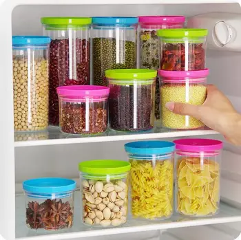 

Kitchen Accessories Food Container Sealed Can Grain Storage Box Plastic Storage Jar Multi-colored Food Storage Tank 5Pieces/Lot