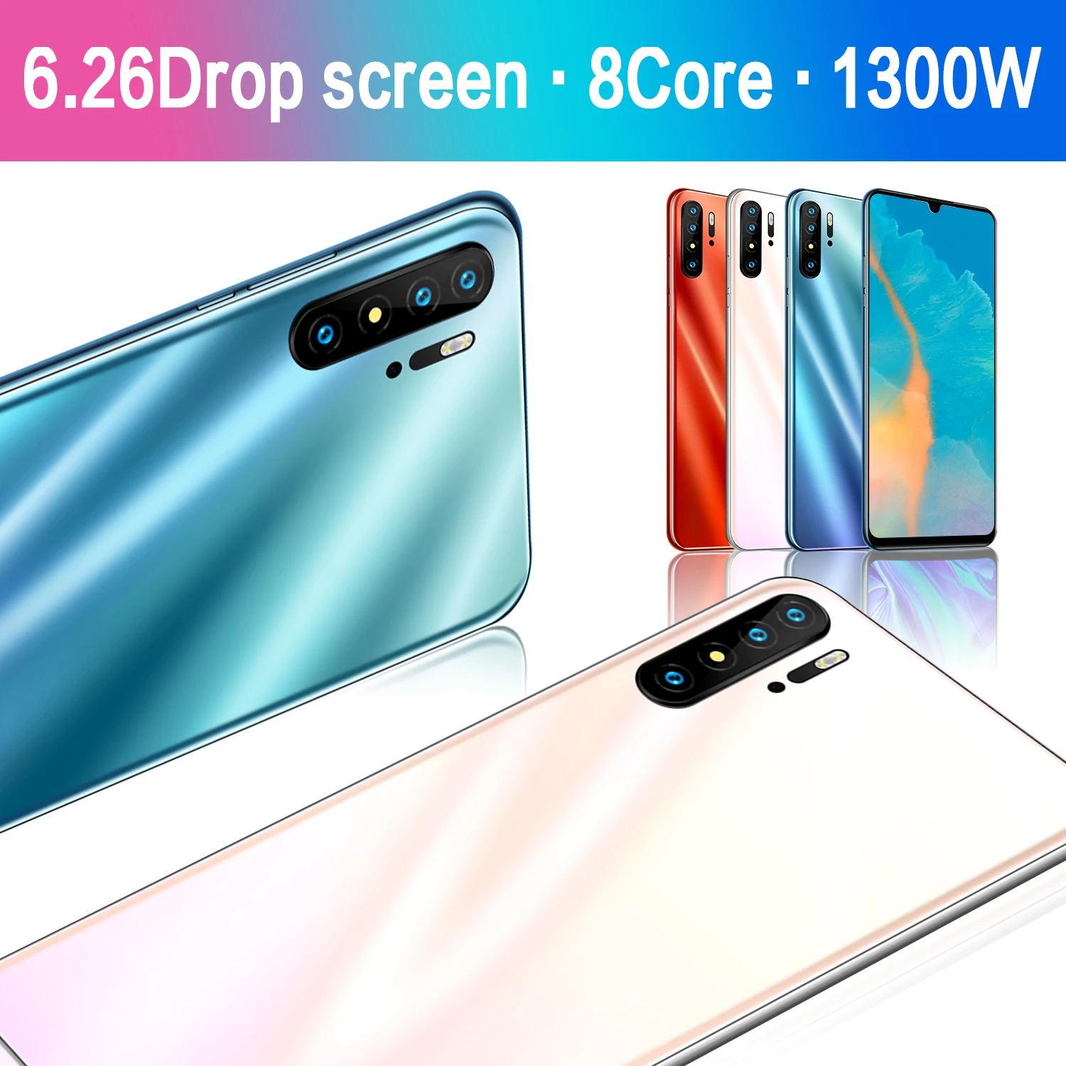 New Gobal Mobile Smart Android Phone P30 Pro 6.26'' HD Drop Screen 6GB+64GB CHAOAI 3g Smartphone