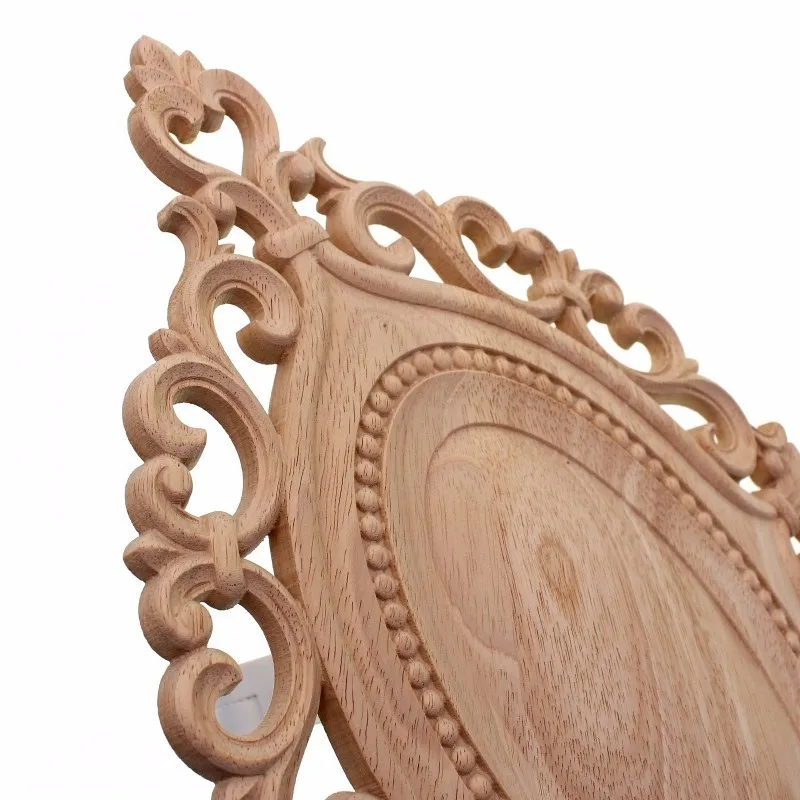 Ornament Crafts RUNBAZEF Wood Applique Circular Plate Door Heart Flower Cabinet Decorative Ornaments Figurines Miniatures Home Decor Figurine