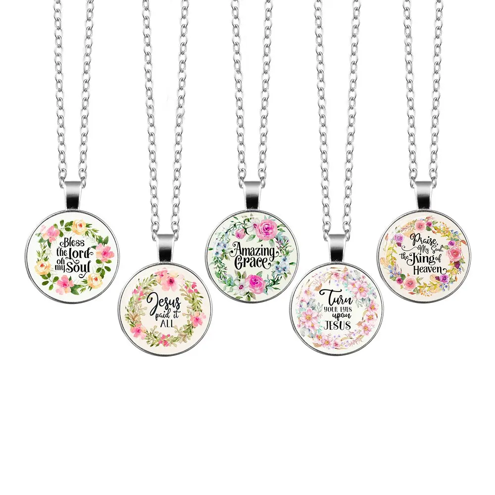 

2019 New Bible Verse Necklace Glass Dome Pendant Necklaces Scripture Quote Jewelry Christian Gifts Drop Shipping