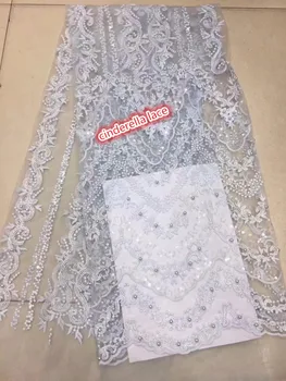 

good looking JIANXI.C-32265 embroidered lace fabric african cord lace fabric with sequins and beads