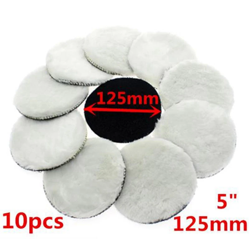 10 Pcs 125 Mm Car Polishing Pad 5 Inch Inch Polish Waxing Pads Wool Polisher Bonnet Car Paint Care Wool Polishing Pad