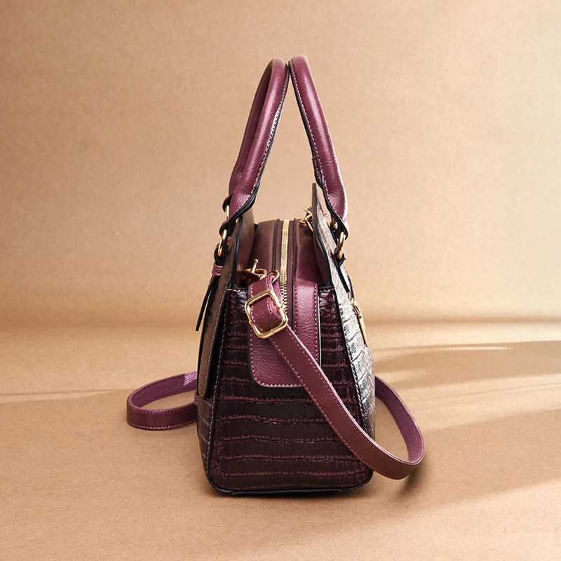  2019 New Women Genuine Leather Handbags Crocodile Pattern Women Shoulder Bags Vintage Fashion Top-h - 33001875056