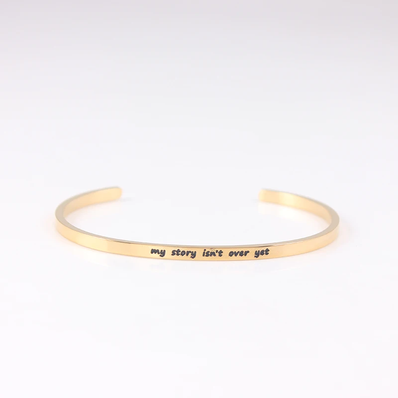 

My story isn't over Gold Color Cuff Bangle Inspirational Bangle 316L Stainless Steel Cuff Bracelet For Women Men