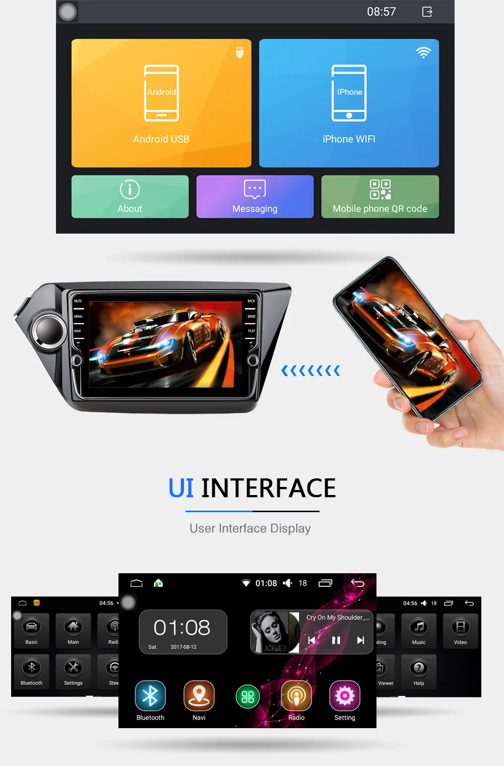 Flash Deal Funrover IPS android 8.0 car dvd radio gps for kia k2 rio 2010 2011 2012 2013 2014 2015 2016 navigation Car Multimedia Player 2G 24