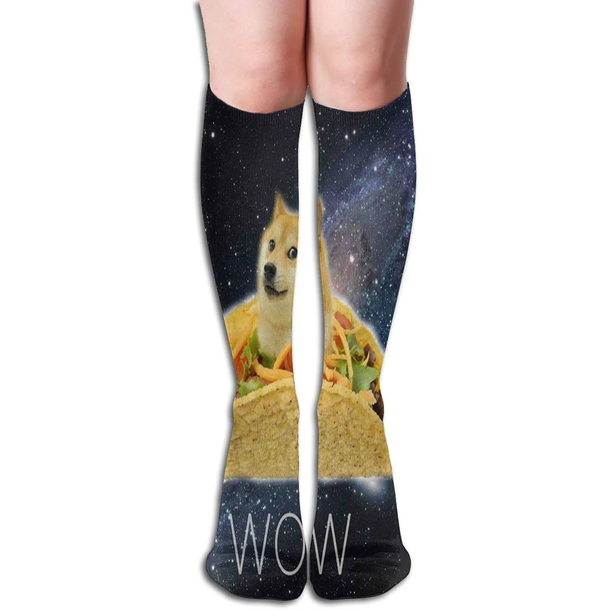 SAMCUSTOM персонализированные пользовательские Шиба ину 3D печать женские kawaii Гольфы Мода девушка Смешные Носки - Цвет: Золотой