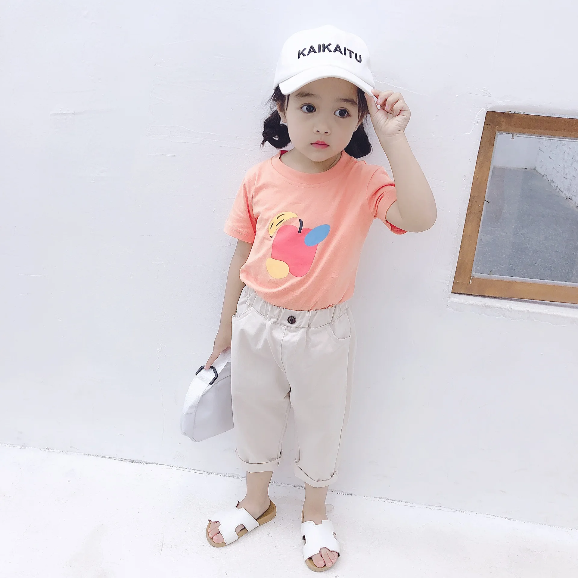 

Children's T-shirt Wear New Summer Style Kid's Jacket, Korean Version Apple Print Cute Cotton T-shirt Baby Girl Clothes
