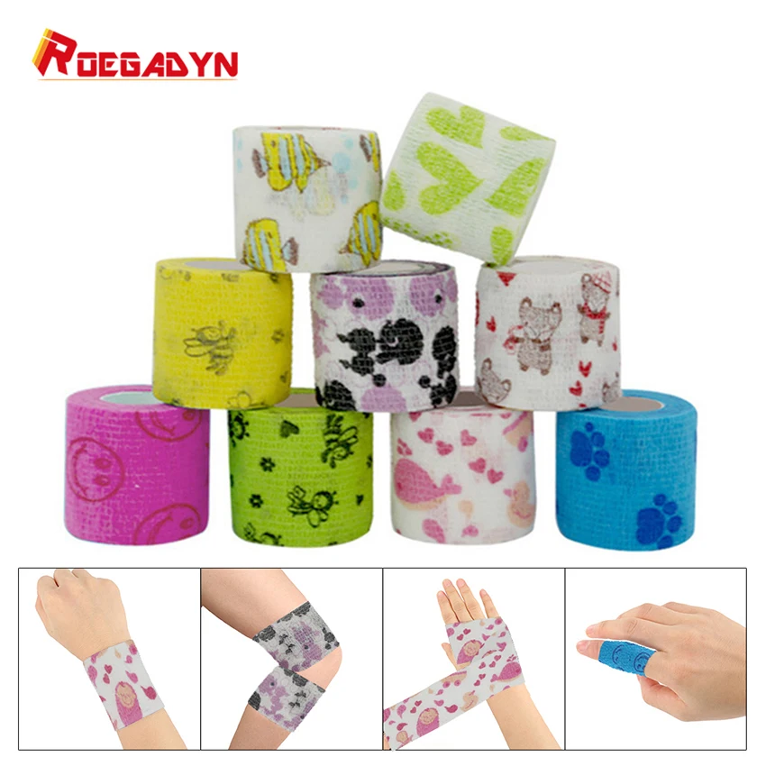 

ROEGADYN Colorful Pattern Self-adhesive Elastic Bandage Stretch Tape Sports Multi-functional Sporttape Muscle and Joint Care