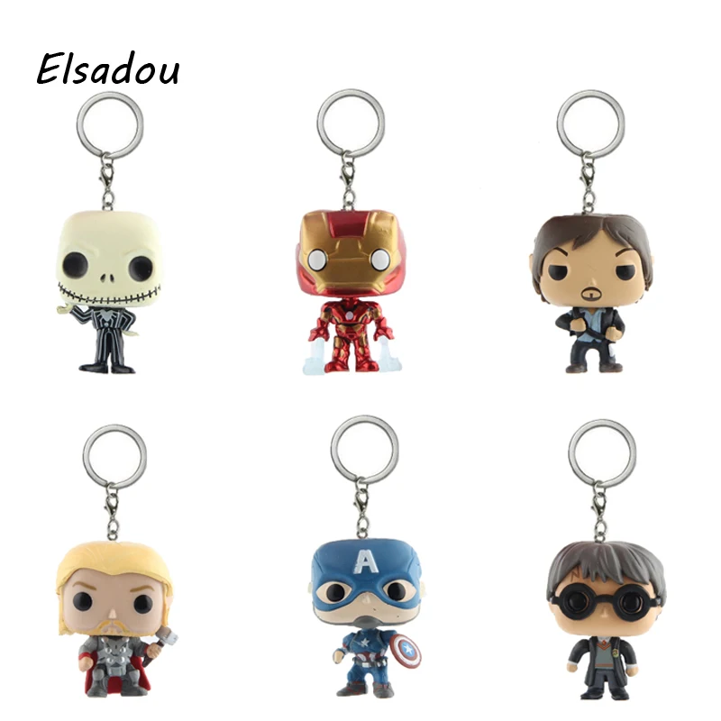 

Marvel Super Hero Harley Quinn Captain America Harry Potter Hulk Batman IronMan Action Figures Toy Keychain With Retail Box