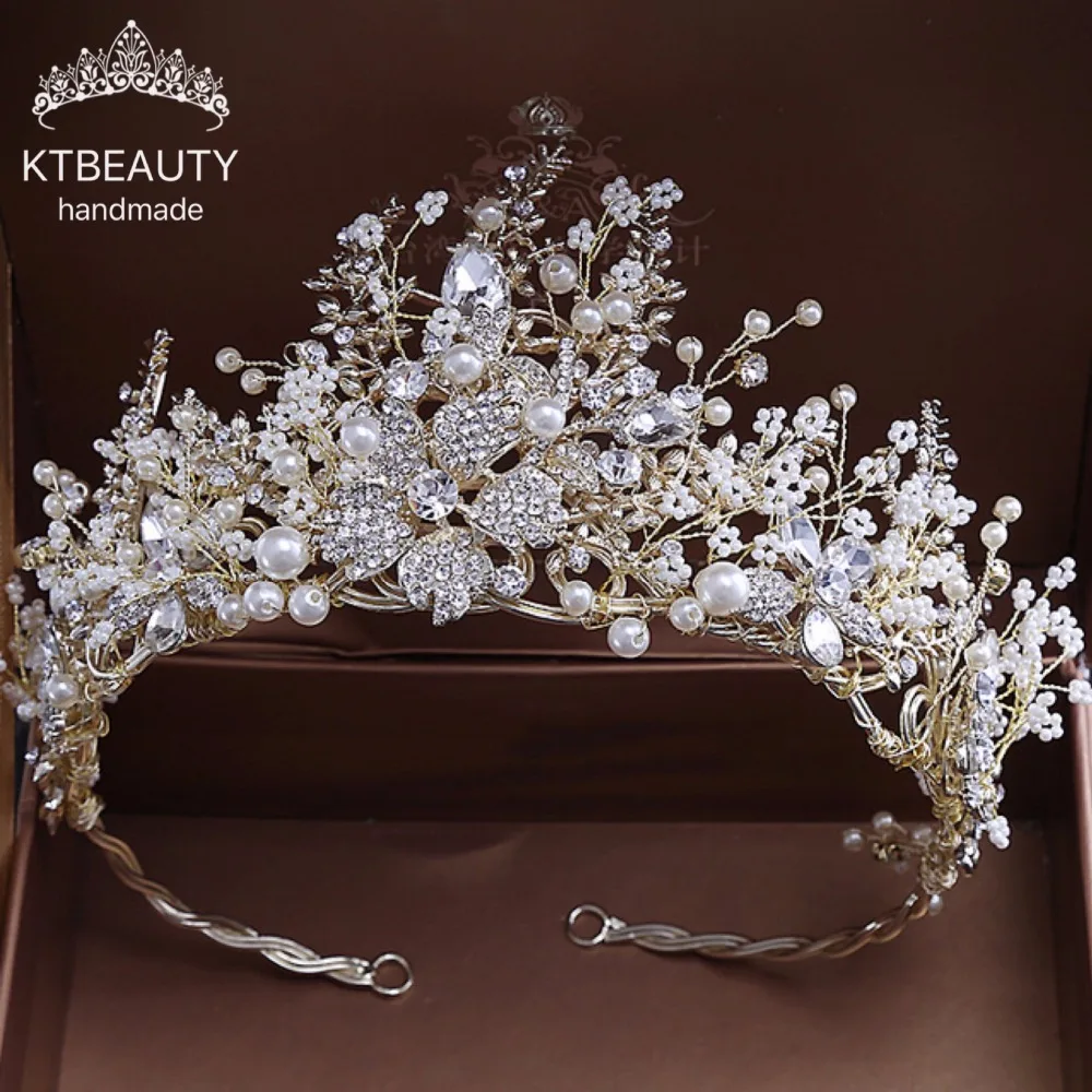 Женские свадебные диадемы Retr Crown серебристые/золотистые с кристаллами