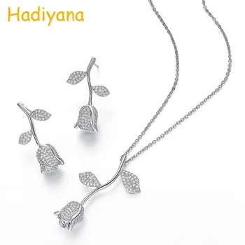 

Jewelry Sets Fashion Big Rose Jewelry Earring And Necklace Sets Luxury Elegant Women CN359-B Valentine's Day Accesorios Mujer