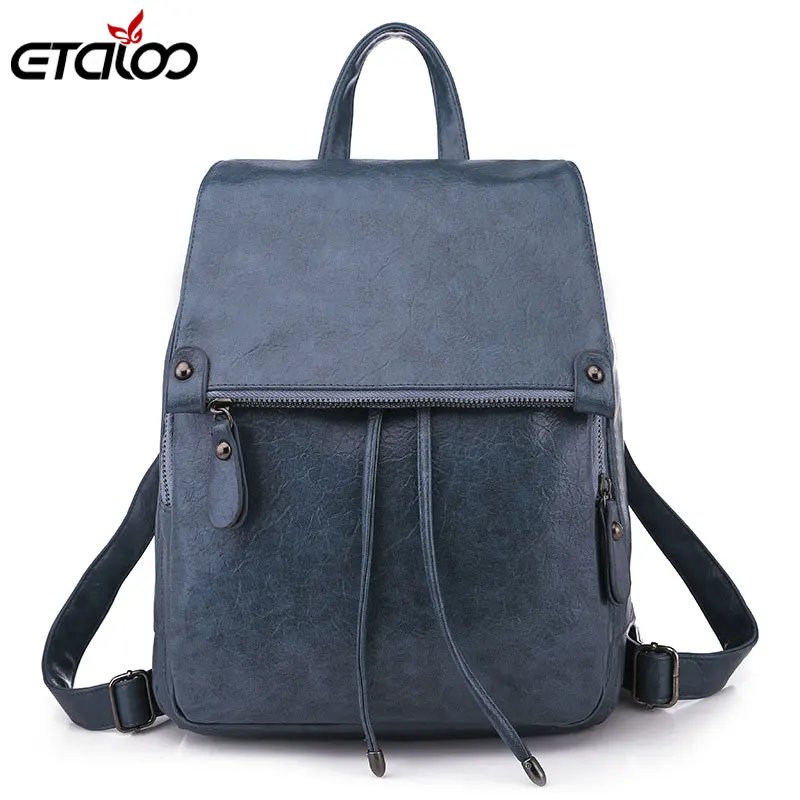 Модный женский рюкзак высокого качества из искусственной кожи, рюкзаки для девочек-подростков, женская школьная сумка через плечо, рюкзак mochila - Цвет: Синий