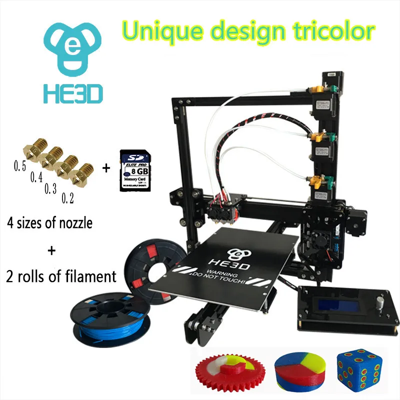 Unique design and High precision prusa i3 HE3D DI3 tricolor DIY 3D printer auto level large