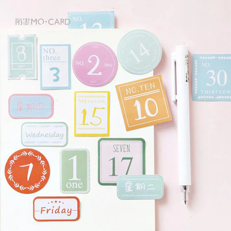 

Cute Stickers Decorative Diaries Albums Phones Shaped Seals Creative Digital Dates Scrapbook Stickers Set Stationery