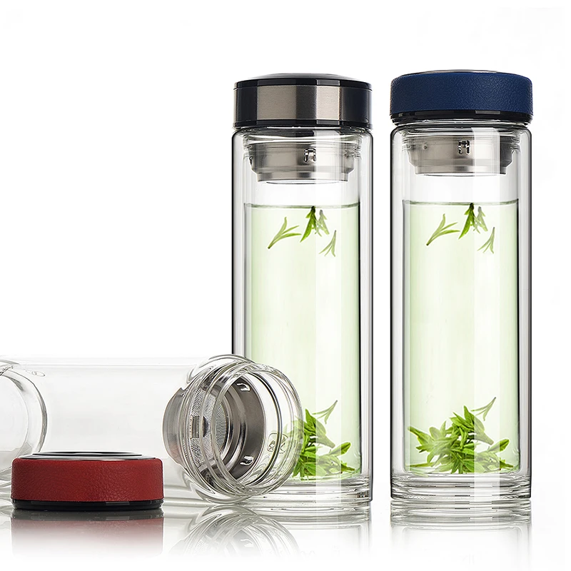 

1PC 500ml My Water Portable Double Glass Bottle Hot Transparent Filter Office Tea Bottle