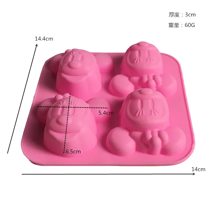 Ручная DIY силиконовая форма для мыла 4 даже Минни силиконовая форма Микки Маус силиконовая форма для лунного торта кухонные инструменты для выпечки B098