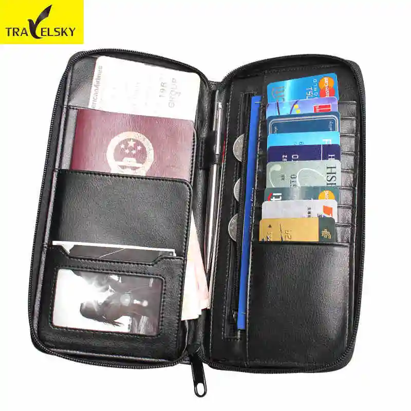 2PCS/SET Free Shipping Women Leather Wallet RFID Bussiness Passport Holder Men Travel Wallets