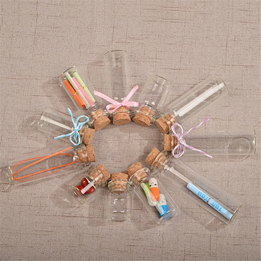 Tiny Glass Bottles with Cork 4ml 5ml 6ml 7ml 8ml 10ml 12ml 14ml 15ml 18ml 20ml Bottles Crafts Jar Vial Decoration Artware 100pcs
