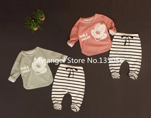 Retail 2016 New Summer style baby boy girl Minnie& mickey Sports fleece baby the spring and autumn period and the leisure suit 2017 summer new style baby girl boy first walkers breathable mesh soft sole hook