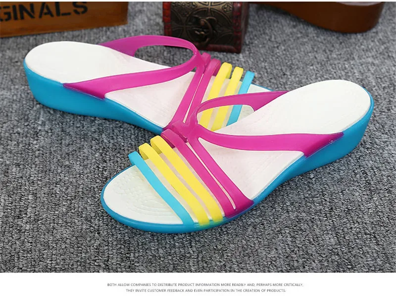 2019 New Summer Women's Sandals Beach Shoes Cindy Colors Wedge Heels Slides Plastic Jelly Shoes Peep Toe Platform Slippers Women (16)
