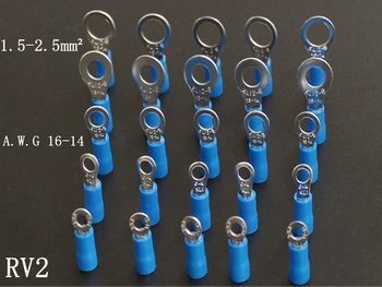

50pcs/lot Round pre-insulated ends RV2-3-3.5s-4s-5s-6-6S-8-10-12 Cold-pressed terminals 1.5-2.5 square
