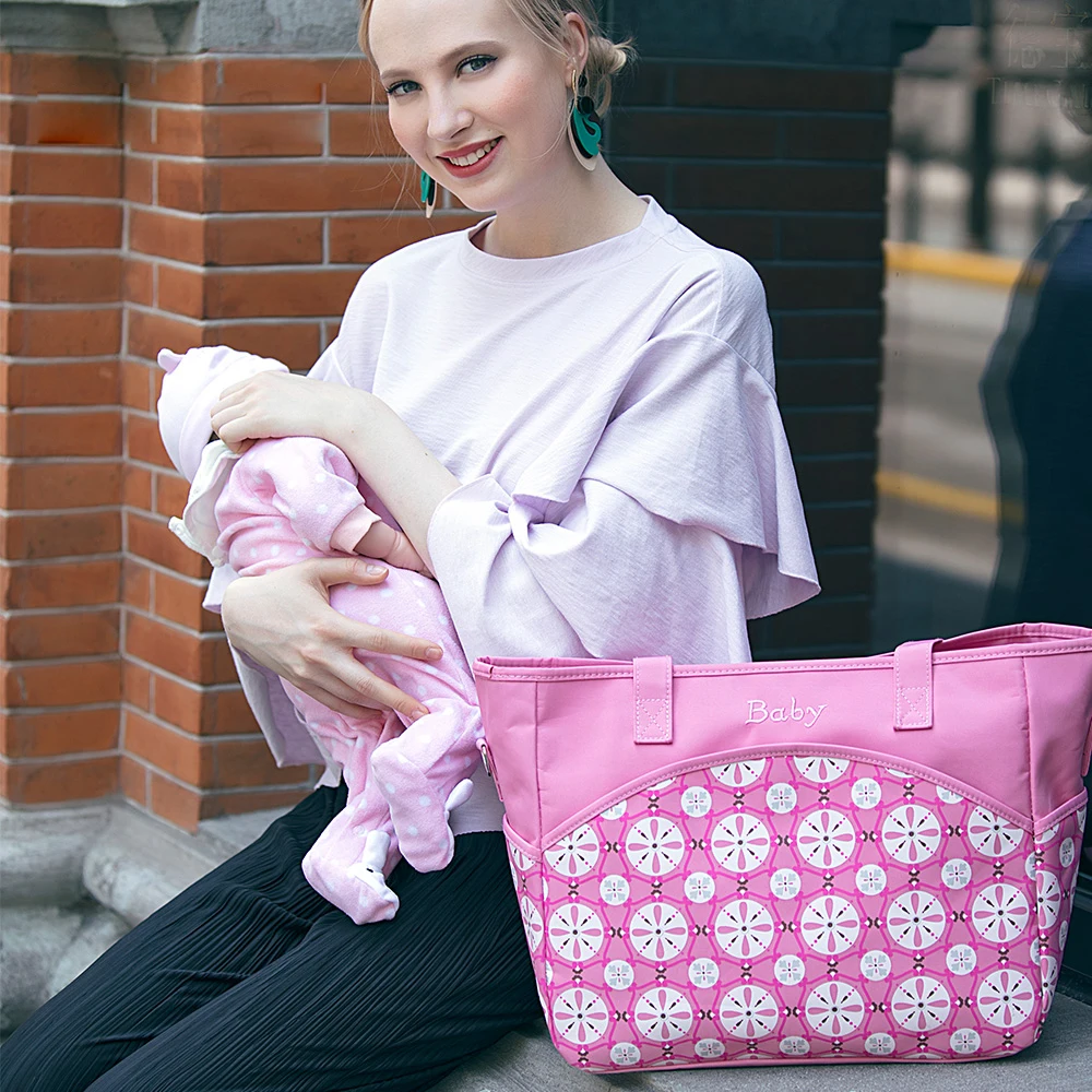 

2018 fashion baby kid diaper bags backpack waterproof printing diaper bag messenger bags with zipper solid mummy bag large 10028