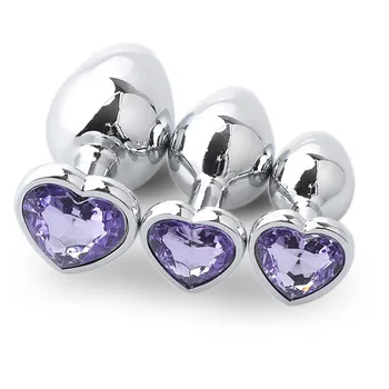 

HOT Female 3 Pcs Light purple Heart Shaped Base Metal body Tail With Jewelry Birth Stone Play Relaxation excited all night X#