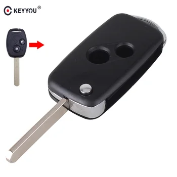 

KEYYOU Uncut Modify 2 Buttons 2B Folding Flip Remote Key Shell Case fob 2 Button Key Shell Case For Honda CRV Accord
