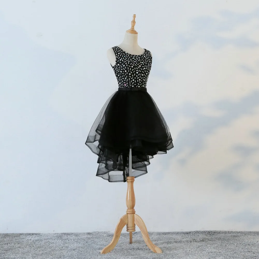JaneVini выпускные платься с бисером для девочек; черное Сетчатое Класс платье с блестками платье для выпускного вечера Junior formal вечерние халат Тюль Нуар