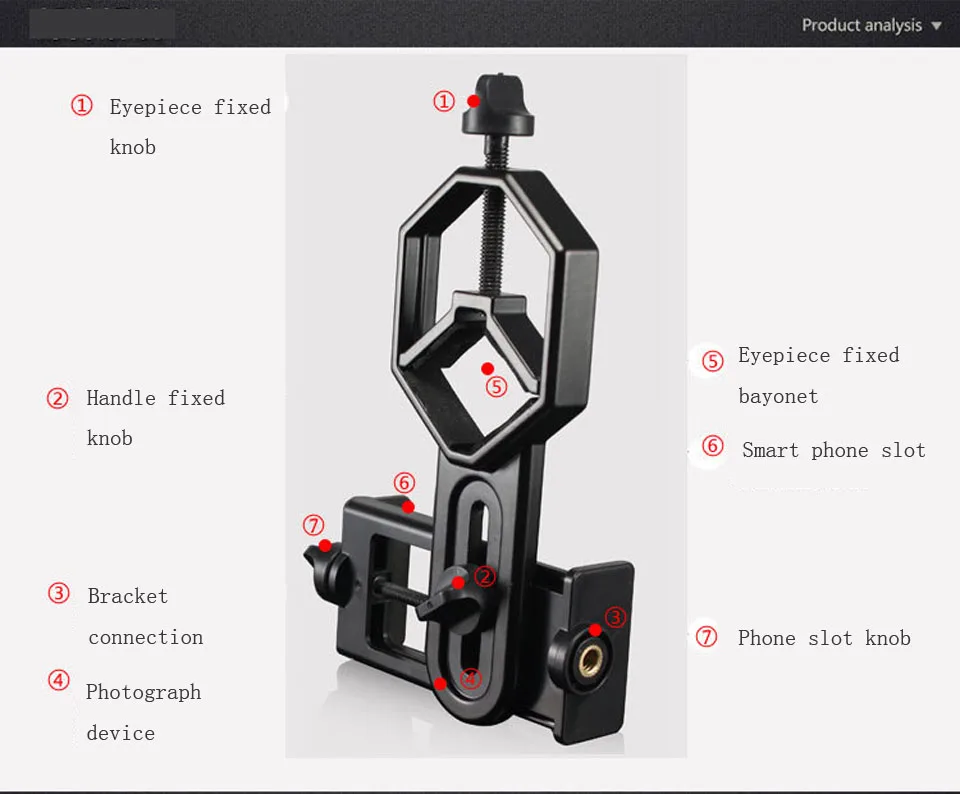 سبائك الألومنيوم الهاتف تلسكوب محول جبل مجهر ثنائي العينين سبوتينغ نطاق كليب قوس للجوال حامل هاتف مشاهدة سبائك الألومنيوم الهاتف تلسكوب محول جبل مجهر ثنائي العينين سبوتينغ نطاق كليب قوس للجوال حامل هاتف مشاهدة