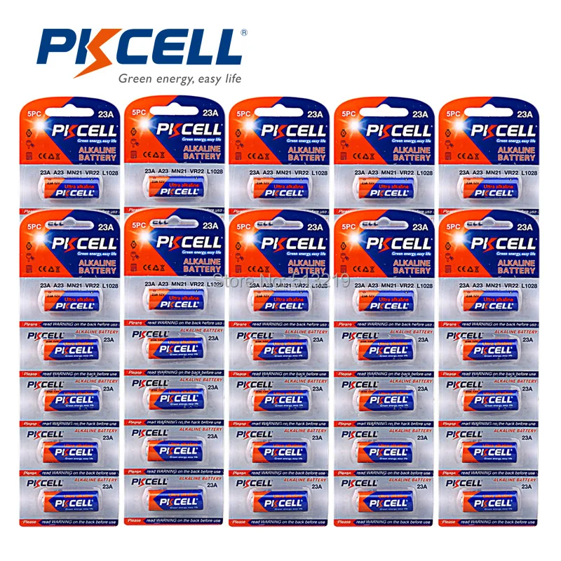 

60Pcs * 5Pcs/Card PKCELL 23a 12v battery 23AE 21/23 23GA MN21E23A LRV08 N21 23 A Alkaline Batteries primary Dry Battery