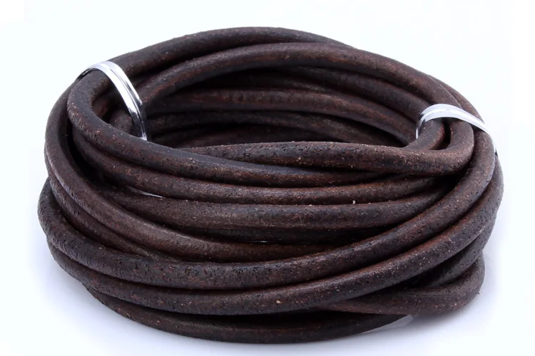 OlingArt 4 мм 2 м круглый шнур из натуральной кожи/провода DIY Коричневый Черный шнуры для женщин серьги браслет колье ожерелье ювелирных изделий
