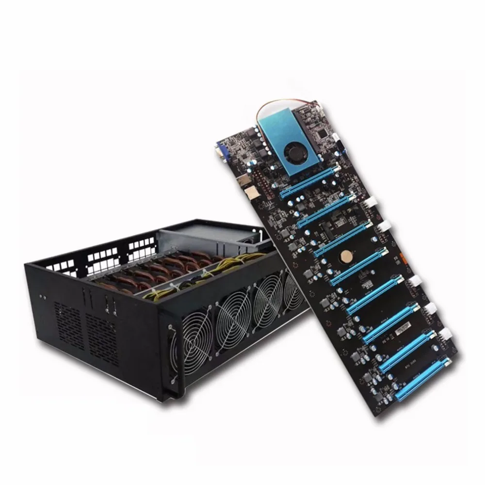 

Professional Mining Machine Systems 8PCI-E 4GB DDR4 M.2 60G SSD RJ45 Gigabit VGA USB2.0 BTC IC6S Board With 4 Fans