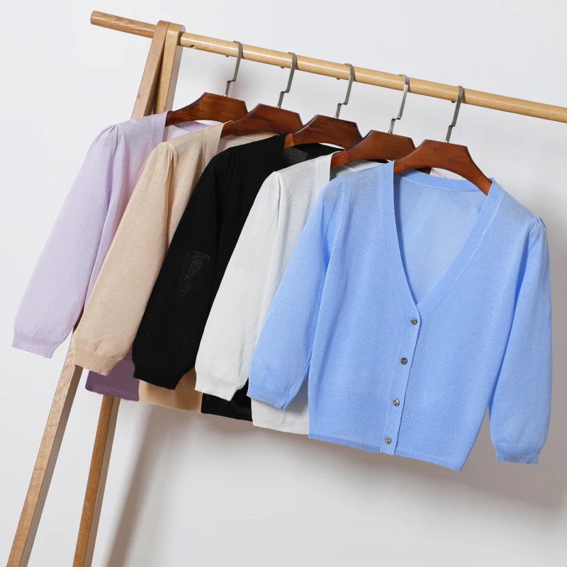 Вязаный кардиган, размер M-4XL, летний женский вязаный короткий свитер, пальто, Женский вязаный тонкий кардиган, верхняя одежда для женщин
