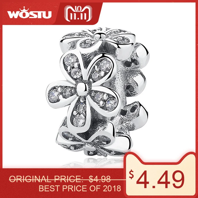 

High Quality 925 Sterling Silver Dazzling Daisy Spacer Charm Fit Original Beads Bracelet Pendant Authentic Jewelry Gift FLC081