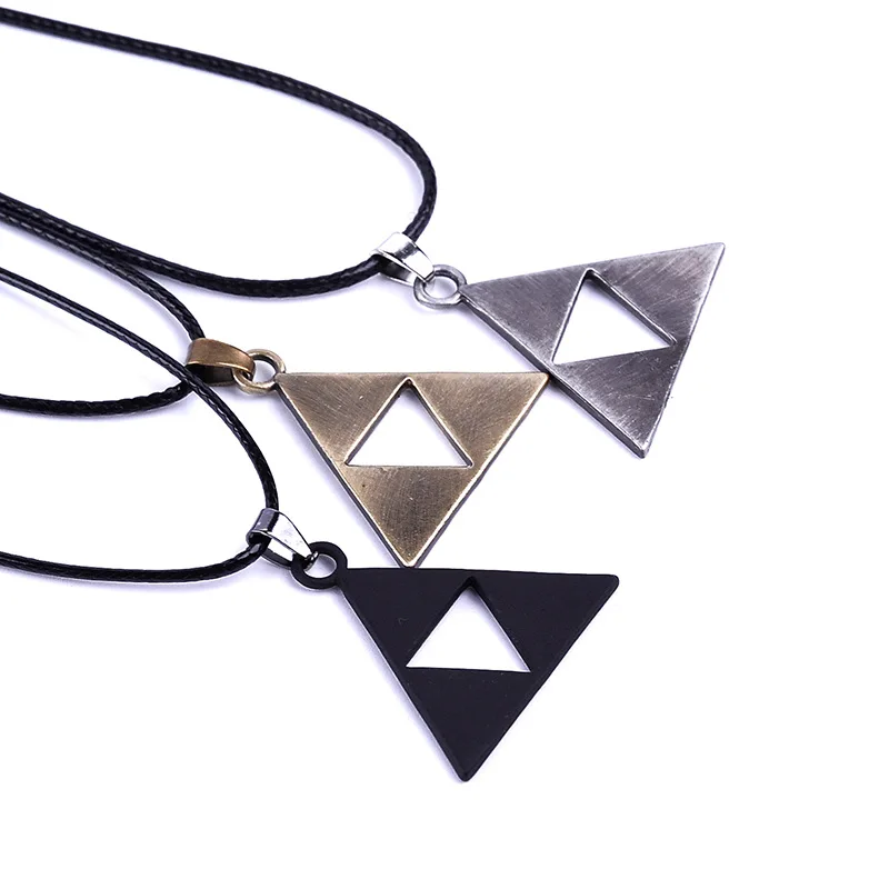 

thirty 30 seconds to mars necklace triangle triad pendant band logo vintage jewelry leather rope for men and women wholesale