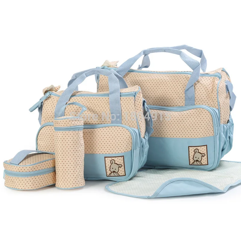  Good Quality Brand Multifunction 5 Pieces Mother Mummy Maternity Nappy Bag Baby Bag For Mom Diaper 