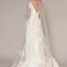 Высокое качество фаты один слой глава длинные тюль фата на мантилья аппликация край часовня длина фата V845