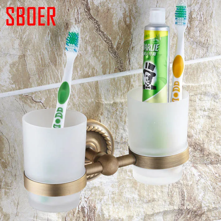 Bathroom Double cup&Tumbler Holders Wall mounted Toothbrush Holder