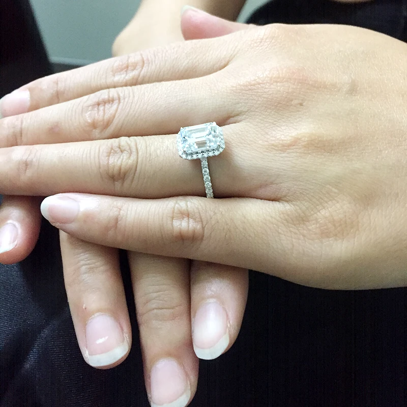 AEAW однотонное кольцо из белого золота 14 к 1ctw Moissanite DF с изумрудами роскошное