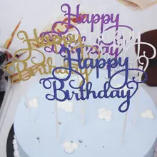 1 шт. креативный Топпер для торта с днем рождения украшения, товары для вечеринки модные золотые, серебряные, синие, фиолетовые, красные принадлежности для выпечки тортов