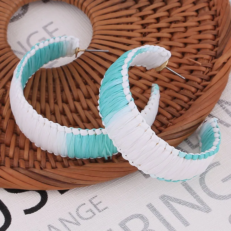  Boho Handmade Raffia Drop Earrings Wedding Jewelry Brand Design Elegant Gifts Multi Color Party Heart Statement Bijoux (14)