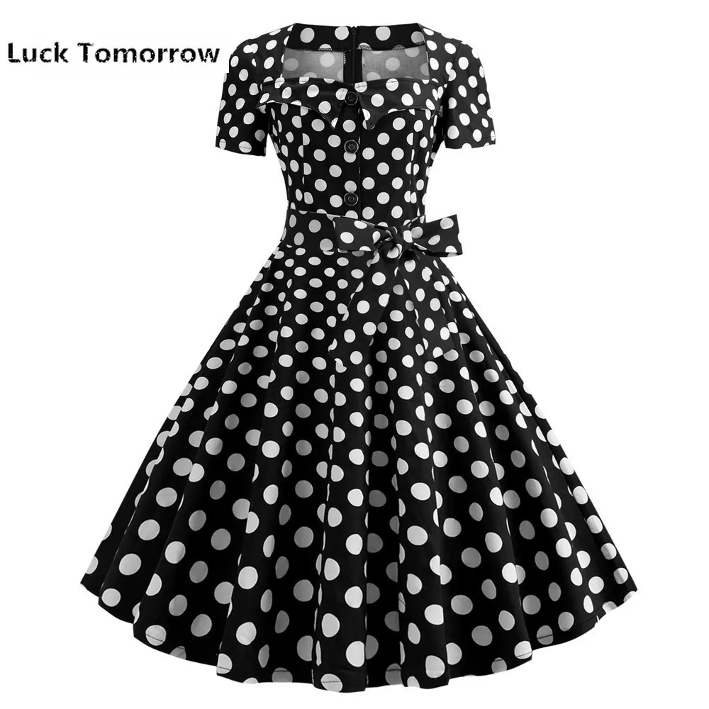Kleider Frauen 2019 Elegante Ретро Винтаж 50 s 60 Robe Rockabilly Swing Pin up повседневная темно синяя partei