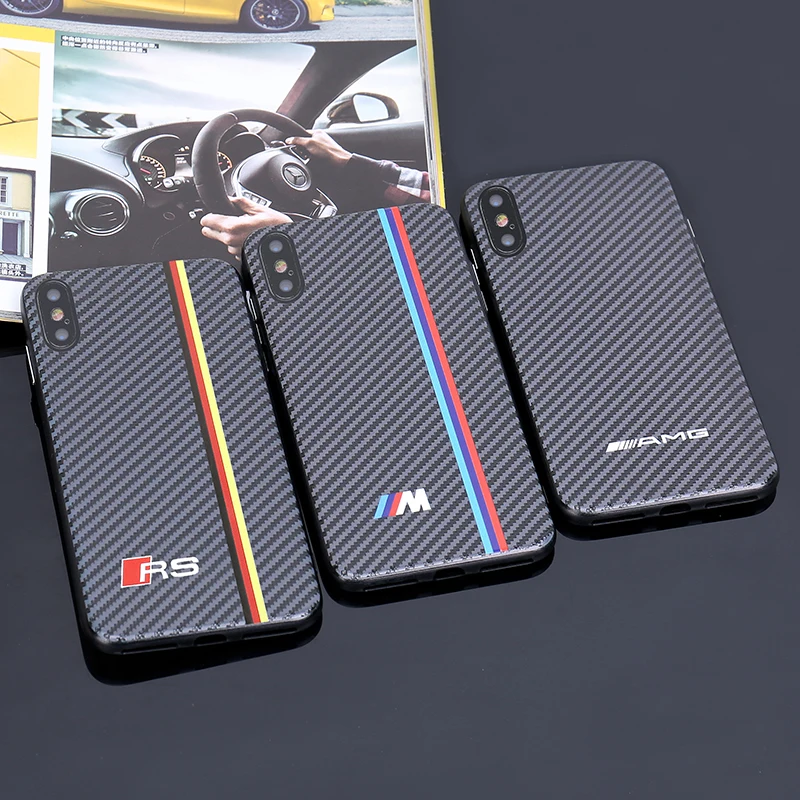 

Hot RS carbon fiber phone cases for iphone 7 case AMG carbon fiber M Racing SPORT black car Luxury for iphone 6 6S 7 8 plus X XR