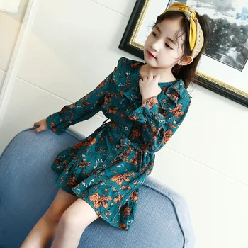 

Kids Dresses For Girls 4 5 6 7 8 9 10 11 12 13 Years 2019 Spring Elegant Dresses Floral Long Sleeve Children Dress Meisjes Jurk
