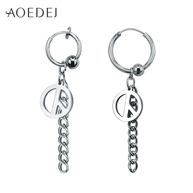 Aoedej Peace Hoop Earrings For Men Women Long Tel Earings Fashion Aoedej Peace Hoop Earrings For Men Women Long Tel Earings Fashion Jewelry Hanging Non Piercing