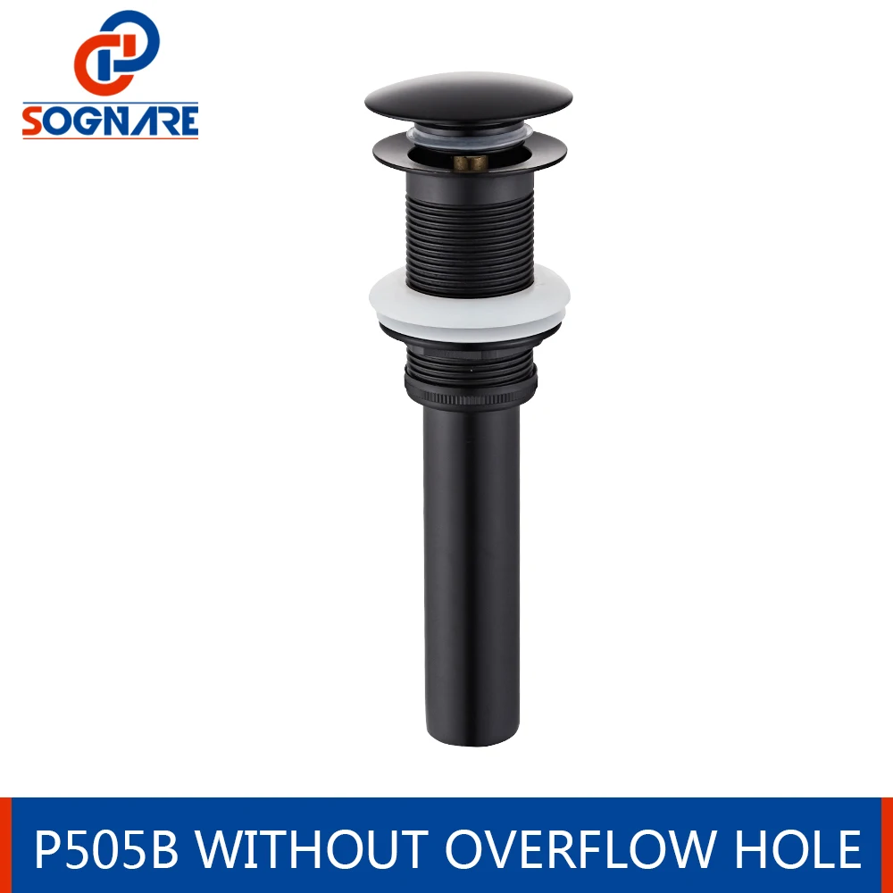 Without Overflow Слив для раковины из отходов, слив для раковины, черная матовая пробка для раковины с/без перелива, пробка для раковины, аксессуары, слив, Круглый Стиль - Цвет: Without Overflow
